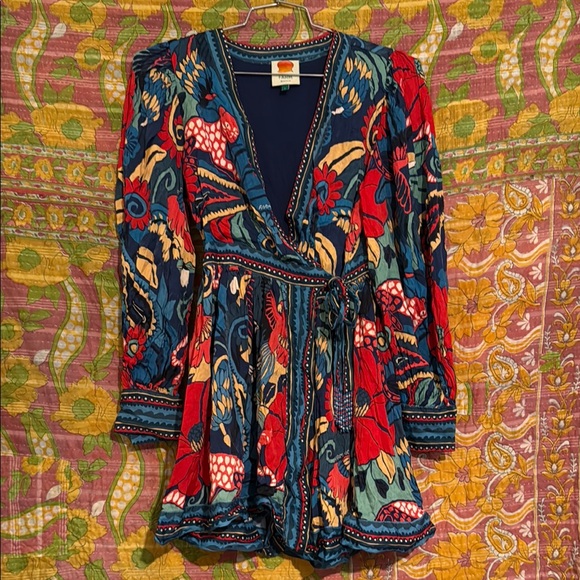 FARM Rio Dresses & Skirts - FARM Rio Vibrant Floral Midi Dress - Red and Blue